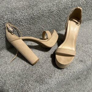 Women's Beige Platform Heels
